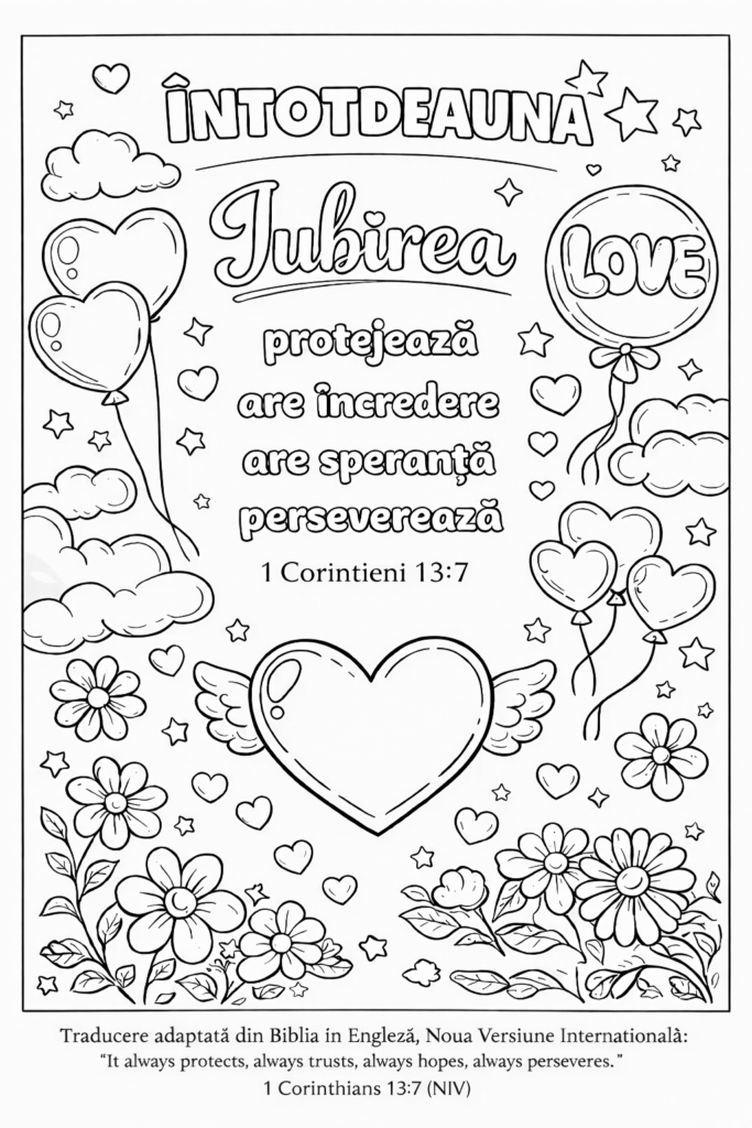 iubirea 1 cor 13 7 pagina de colorat